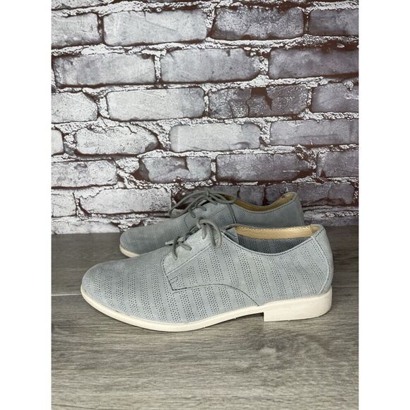 Born Passi Derby Blue Suede Leather Perforated Oxfords Lace Up Shoes Women Sz 9M - Picture 9 of 16